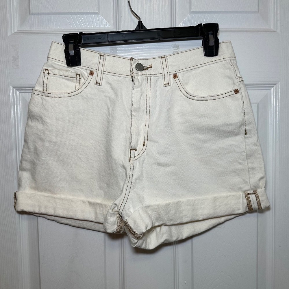BDG White High-Waisted Denim Shorts